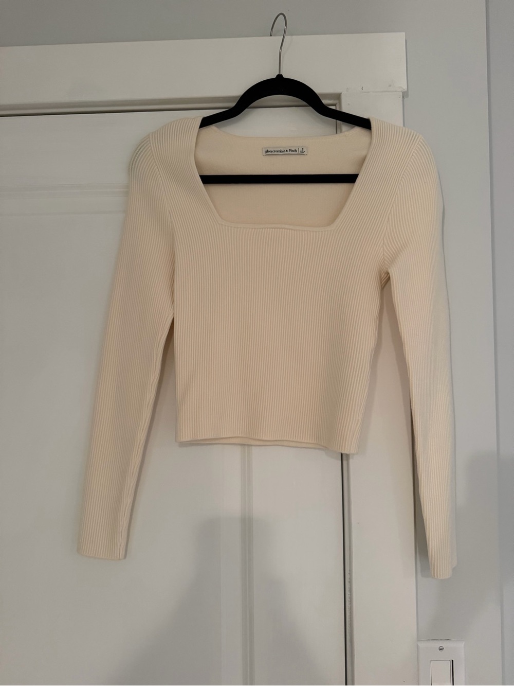 Abercrombie and Fitch square neck cream ribbed sweater top